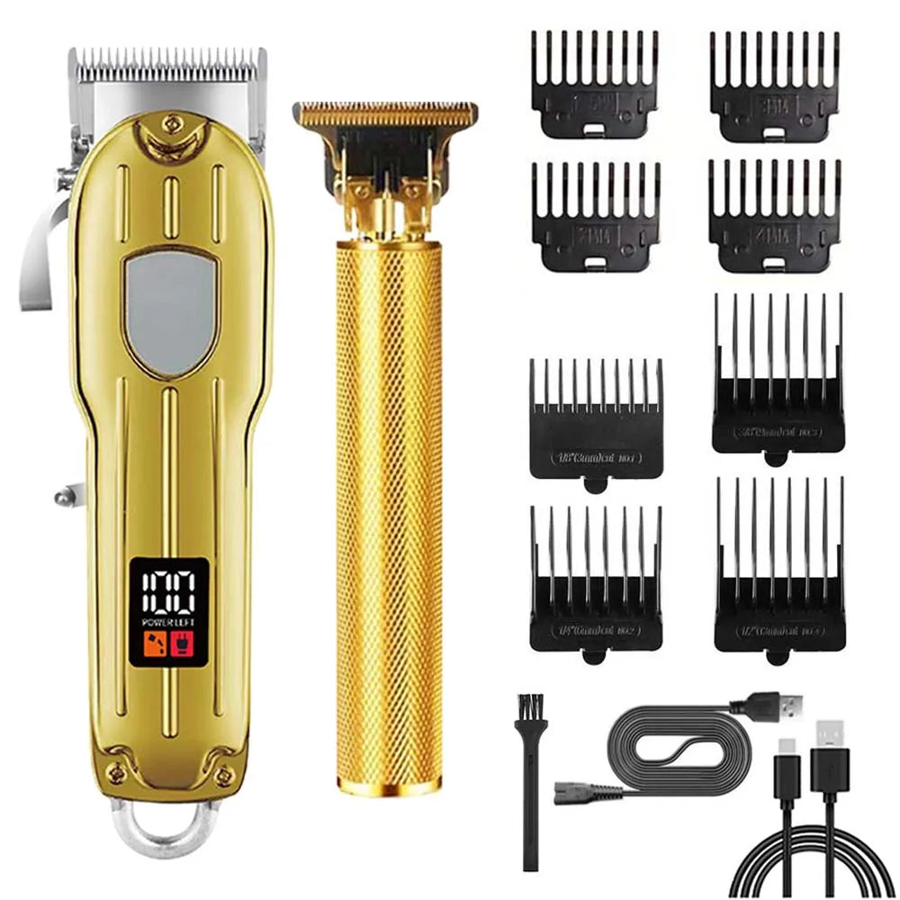 Professional Hair Clipper and Trimmer Set Men Electric Razor Shavers Beard Trimmer Rechargeable Barber Clippers