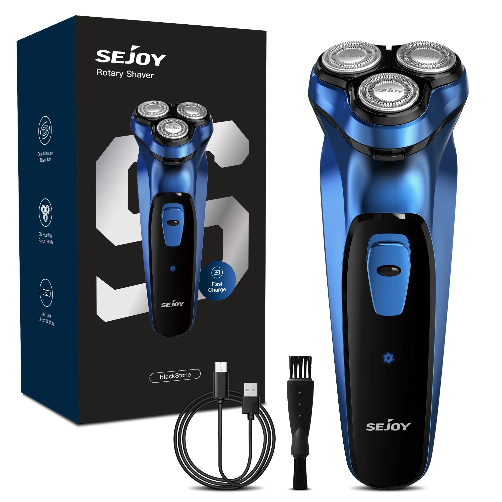 Sejoy 5W Electric Rotary Shavers for men 2 in 1 Razor Rechargeable Hair Trimmer 3D Floating Blade Washable Shaving Beard shaver