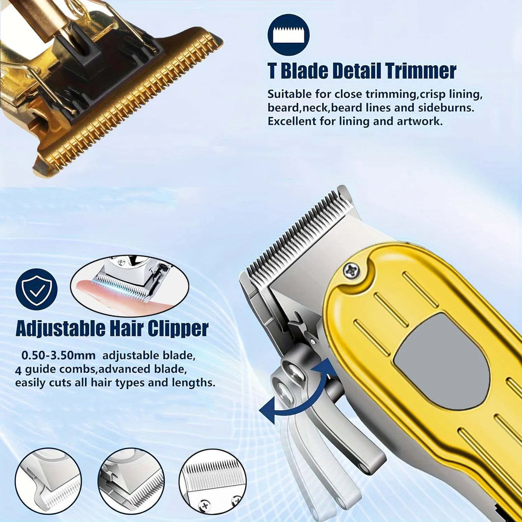 Professional Hair Clipper and Trimmer Set Men Electric Razor Shavers Beard Trimmer Rechargeable Barber Clippers